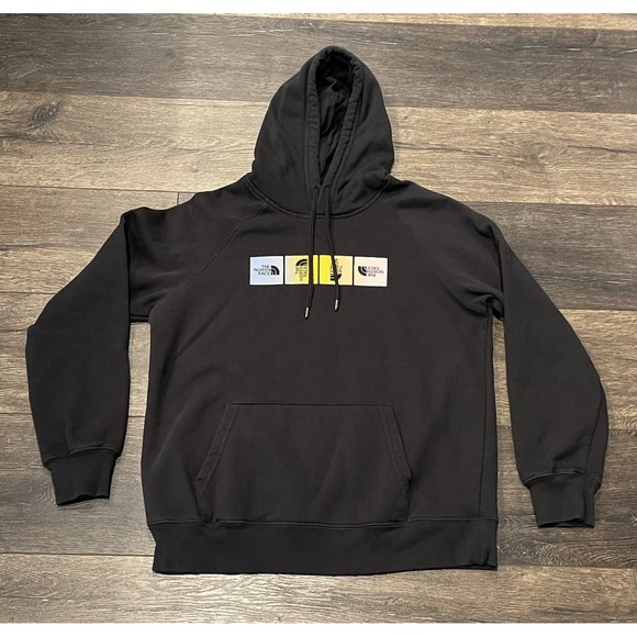 The North Face Tops - The North Face Hoodie Women's Medium Black Blue Graphic Pullover Sweatshirt